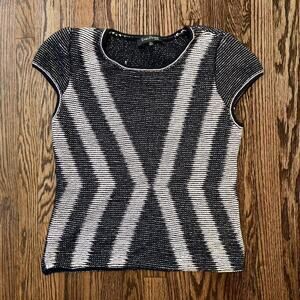 Navy and white knit top